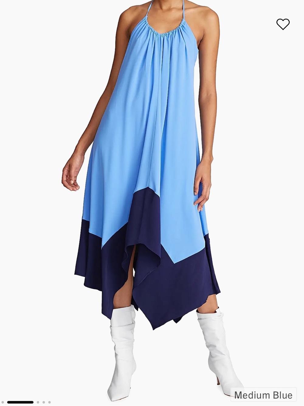 Halston Karley Blue Colorblock Handkerchief Halter Dress Size 4 NWT